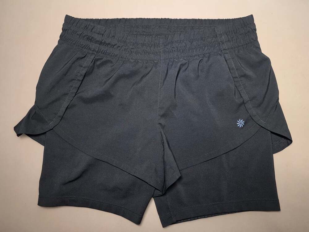 Athleta 2-in-1 Running Shorts Women's Size Small Black Athletic Workout